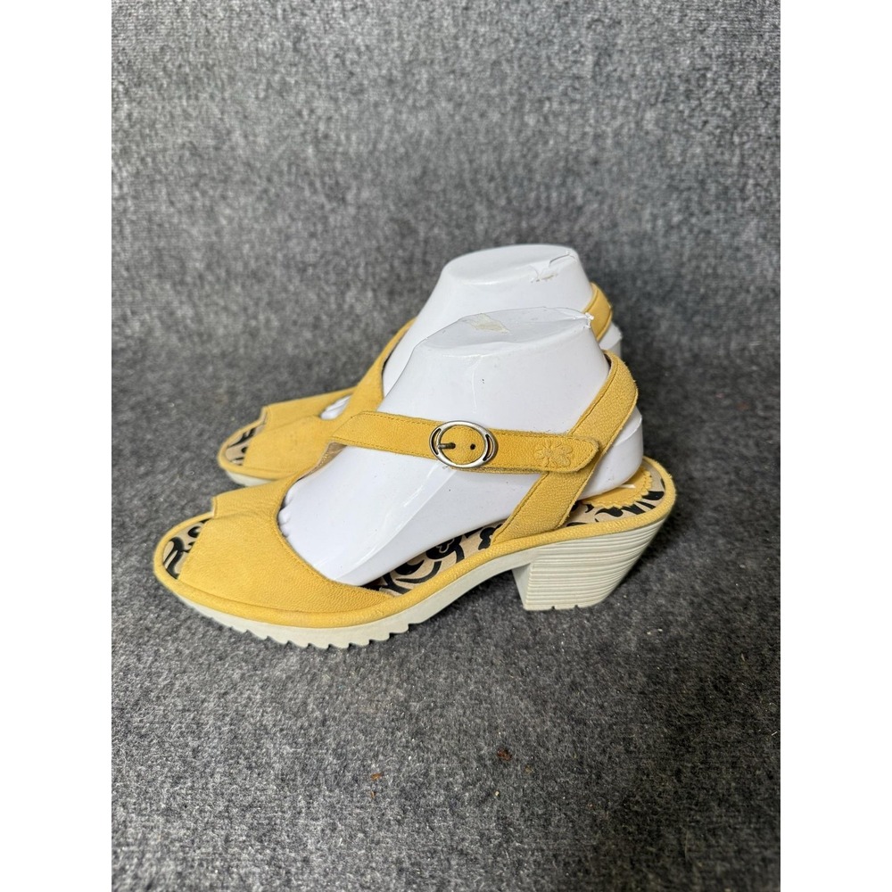 Fly London Shoes Womens Size 8 Yellow Nubuck Slingback Comfort Sandals